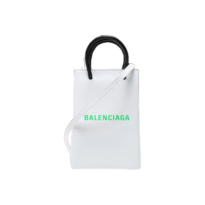 Balenciaga Leather Tote Bag Shopping Bag Cell Phone Pouch Crossbody Handbag Shoulder Bag Regular Women's White-0