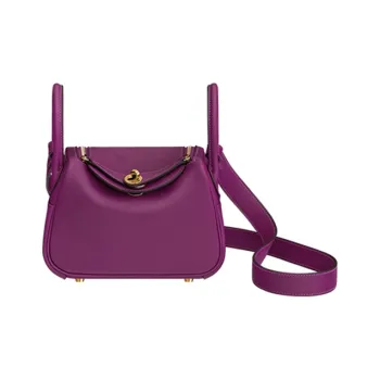 HERMES Lindy Swift Calfskin Handbag Shoulder Bag Crossbody Bag Mini Women's P9 Anemone Sea Cucumber Purple