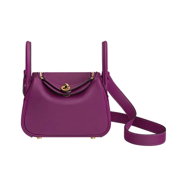 HERMES Lindy Swift Calfskin Handbag Shoulder Bag Crossbody Bag Mini Women's P9 Anemone Sea Cucumber Purple-0