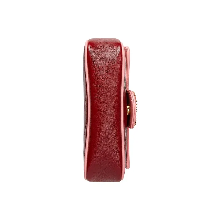 GUCCI GG Marmont Leather Shoulder Bag, Crossbody Bag Mini Women's Red/Pink-6