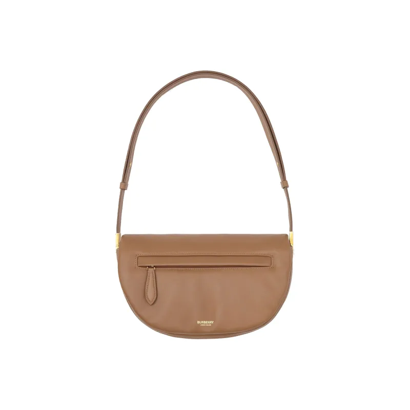 Burberry Olympia Dyed Lambskin Ellenria Half Moon Bag Portable Crossbody Bag Shoulder Bag Women's Brown-0