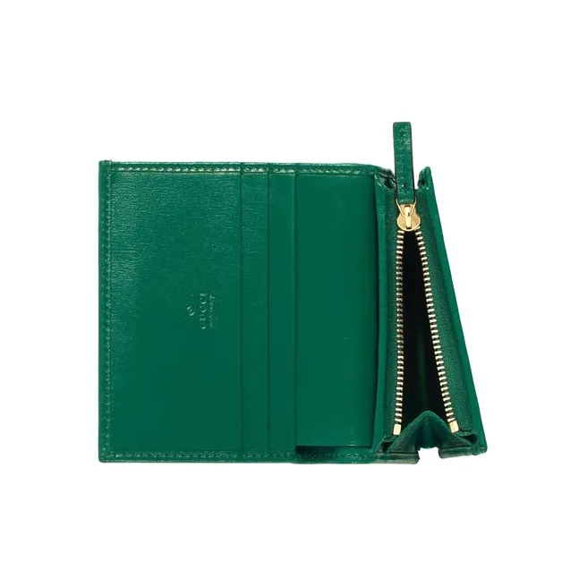 GUCCI Jackie 1961 Leather Clutch Wallets Card Holders Small Size Women's Green-5