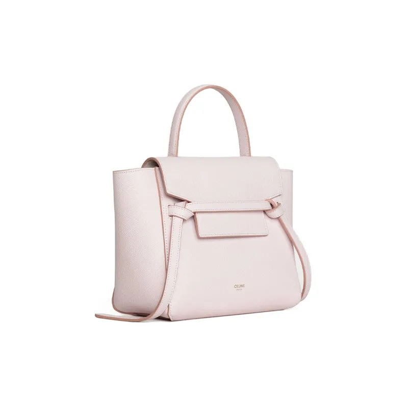 CELINE Belt Grained Calfskin Handbag One Shoulder Crossbody Crossbody Handbag Women's Light Pink-1