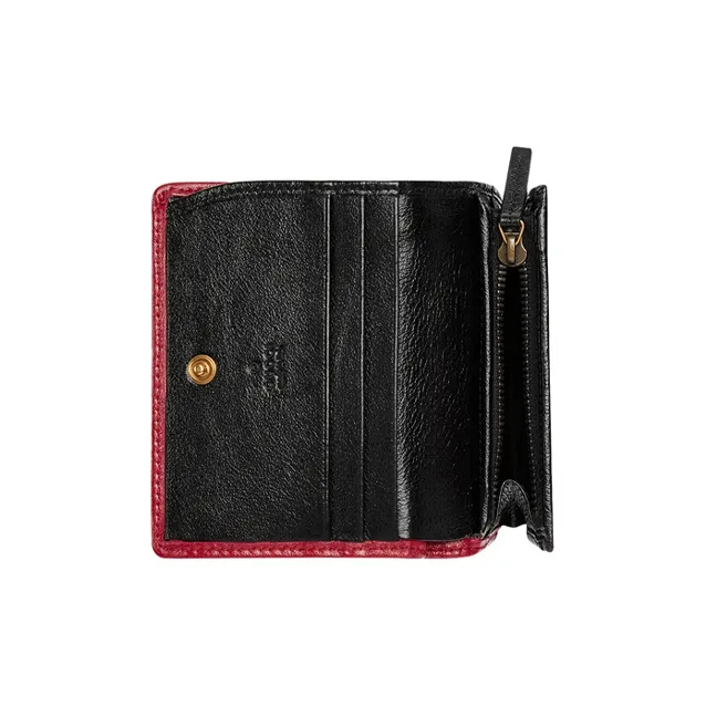 GUCCI GG Marmont Cow Leather Card Holder Wallet Women's Red/Black-3