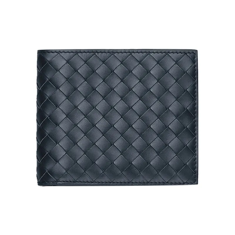 Bottega Veneta Cow Leather Card Holder, Wallet Unisex Dark Blue-0