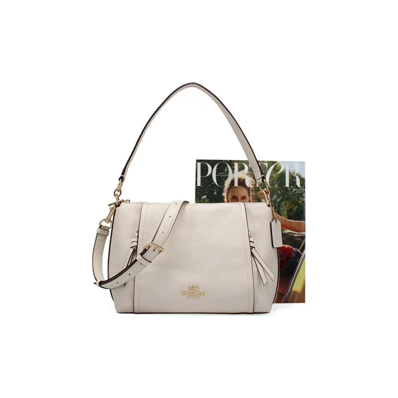 COACH Marlon Cow Leather Shoulder Bag, Handbag Large Size Women's Silver-4
