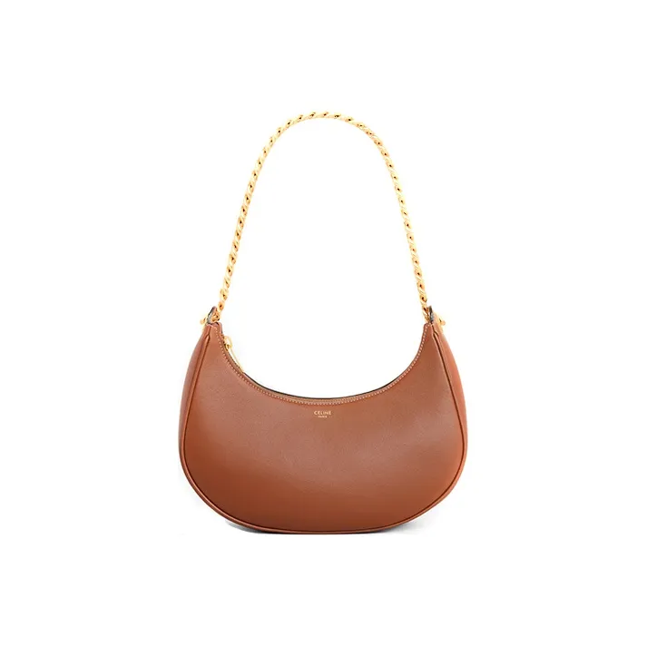 CELINE AVA Smooth Cow Leather Dumplings Dumpling Bag, Shoulder Bag, Handbag Women's Tawny-0