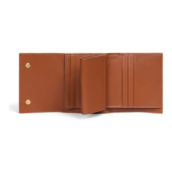 CELINE Artificial Leather Wallet Small Size Women's White/Tawny-3