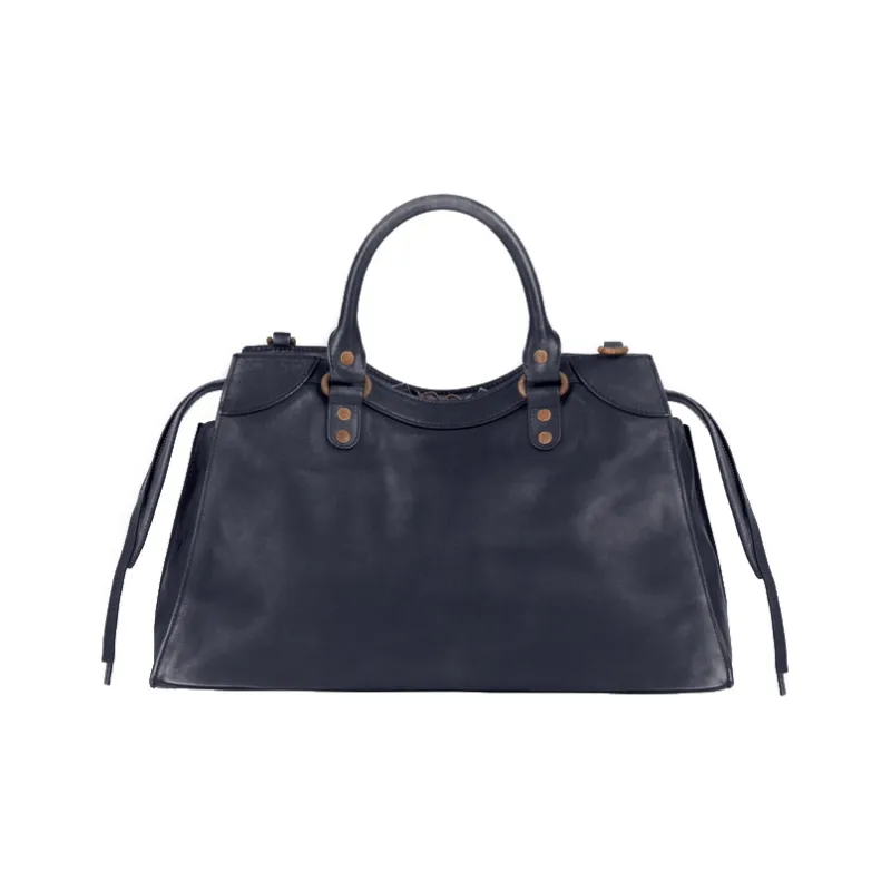 Balenciaga Neo Classic Cow Leather One Shoulder Handbags Regular Men's Dark Blue-2