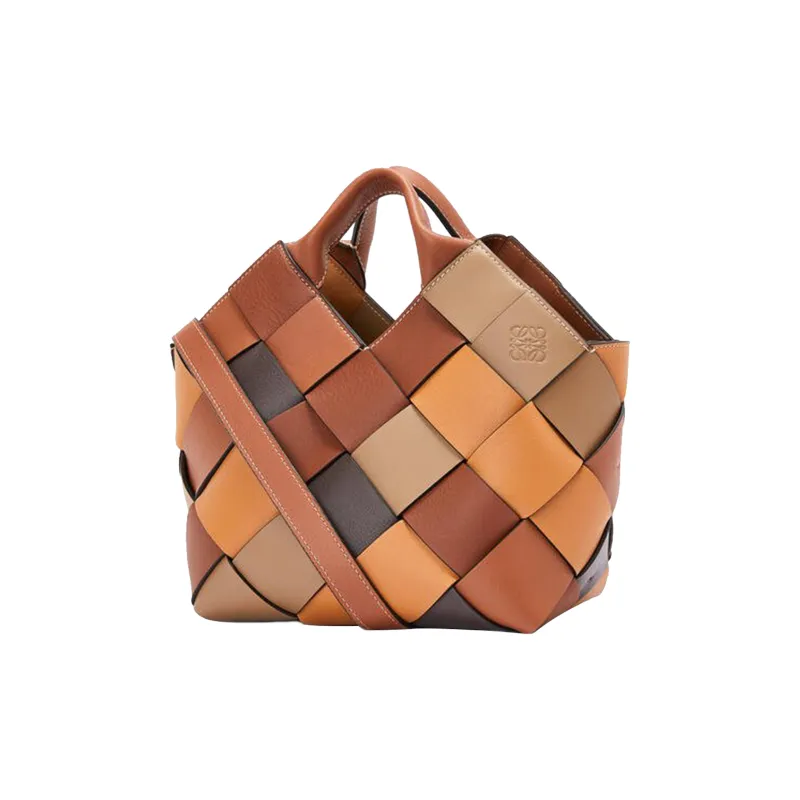 LOEWE SurplusBasket Soft Grain Cow Leather Handbag Small Size Women's Brown-2