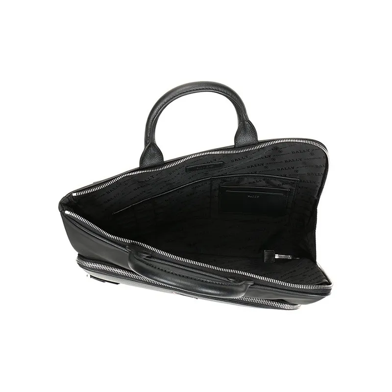 BALLY Canvas With Leather Handbag Briefcase Men's Black-5