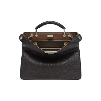 FENDI Peekaboo ISeeU Leather Tote Bag, Shopping Bag, Shoulder Bag, Crossbody Bag, Handbag Mini Men's Black