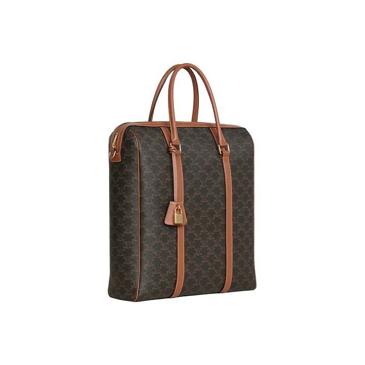 CELINE Cow Leather Tote Bag Shopping Bag Boston Bag Handbag Shoulder Bag Men's Tawny-2