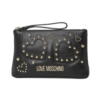 MOSCHINO PU Clutches Shoulder Bag Crossbody Bag Women's Black