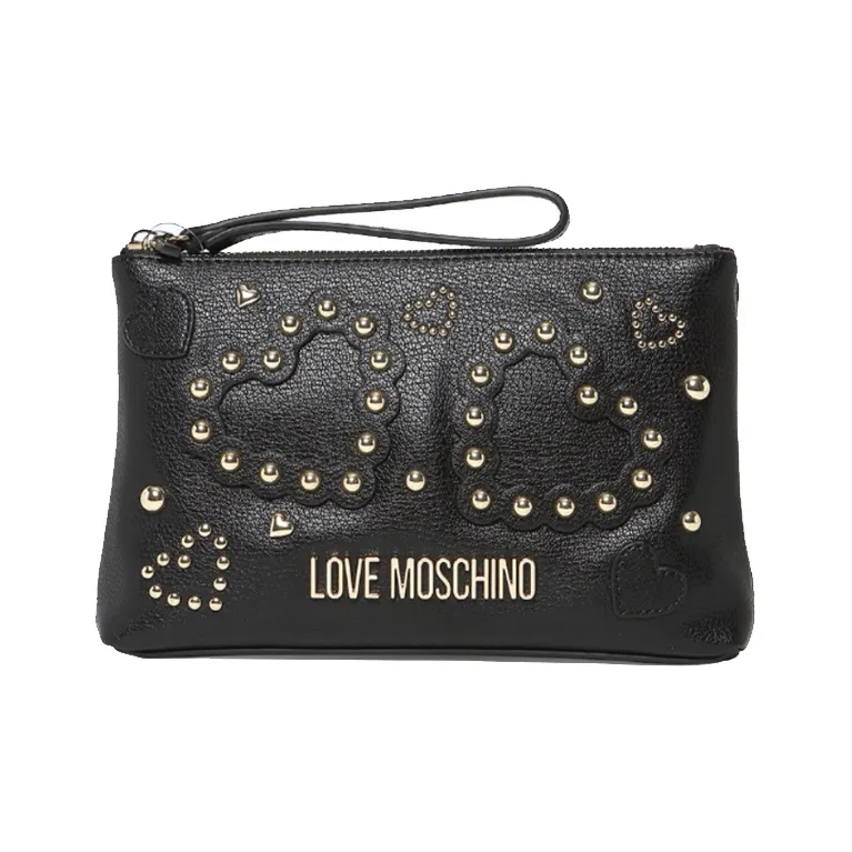 MOSCHINO PU Clutches Shoulder Bag Crossbody Bag Women's Black-0