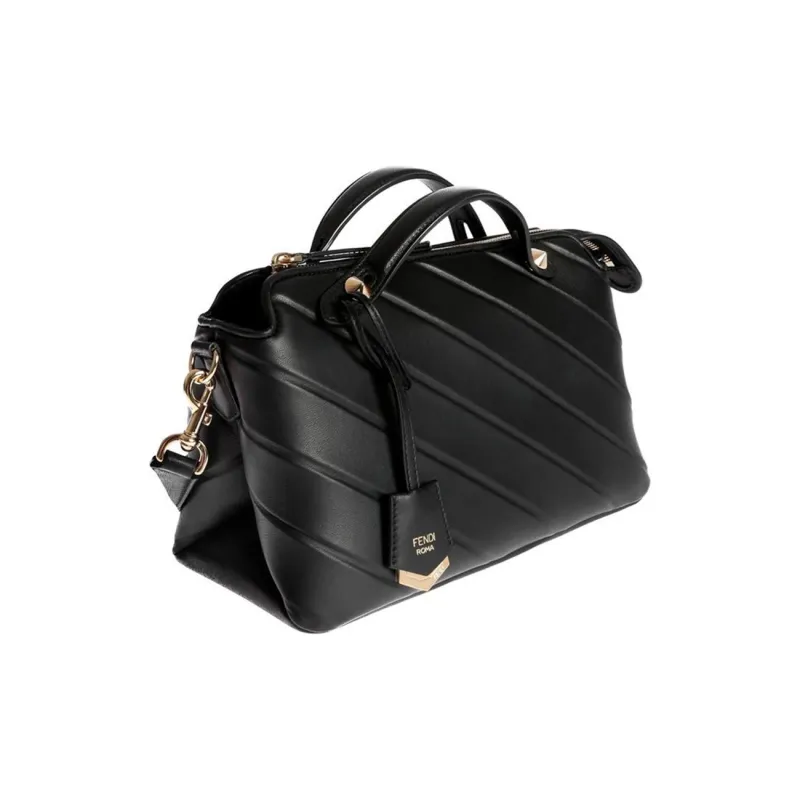 FENDI By The Way Series Twill Calfskin Boston Bag Shoulder Bag Crossbody Bag Handbag Small Size Women's Black-2