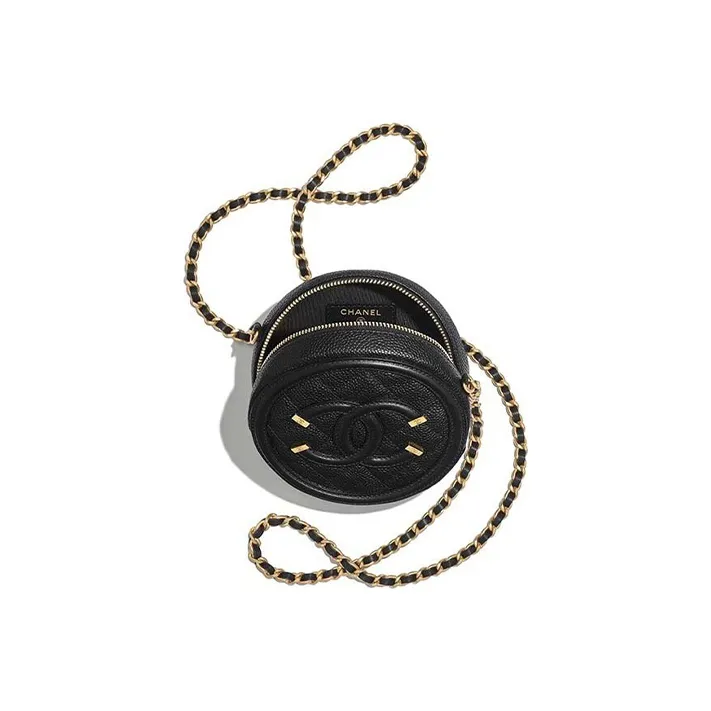 CHANEL 19Bag Grain Embossed Calfskin Round Bag, Chain Bag, Shoulder Bag Women's Black-3