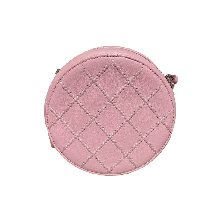 CHANEL Calfskin Round Bag One Shoulder Crossbody Women's Pink-2
