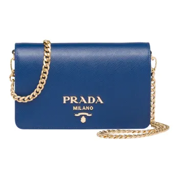 PRADA Saffiano Leather Shoulder Bag Women's Dark Blue Purple