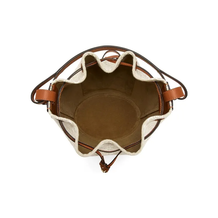 LOEWE Balloon Fabric With Cow Leather Portable Crossbody Bag Shoulder Bag Women's Beige/Brown-3