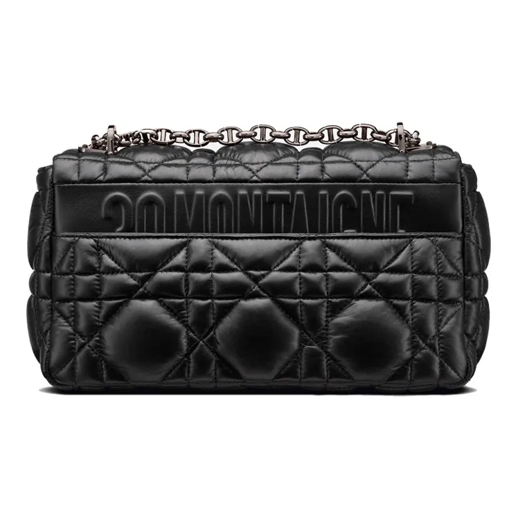 DIOR Caro Cow Leather Chain Bag Shoulder Bag Crossbody Bag Medium Size Women's Black-4