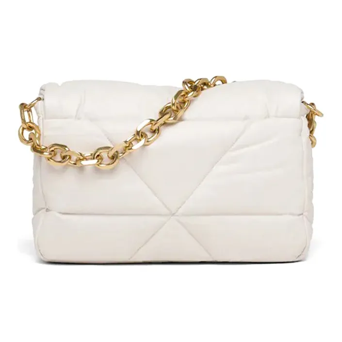 PRADA Lambskin Bonded Leather Shoulder Bag Crossbody Bag Women's White-1