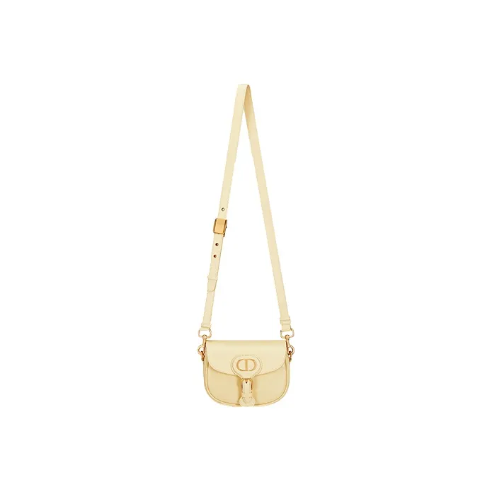 DIOR Bobby Smooth Finish Cow Leather Shoulder Bag Crossbody Bag Small Size Women's Light Yellow-1
