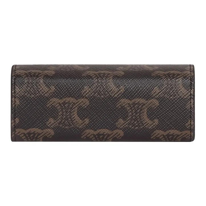 CELINE Triumph Gate Triomphe Canvas Ring Pouch Clutch Unisex Tawny-3