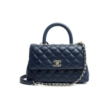 CHANEL Coco Handle Caviar Calfskin Handbag, Shoulder Bag, Crossbody Bag Women's Dark Blue