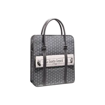 GOYARD Bourgogne Canvas With Leather Handbag Unisex Gray