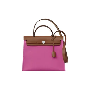 HERMES Herbag Zip Canvas Crossbody Bag Regular Women's Magnolia Pink/Light Tawny
