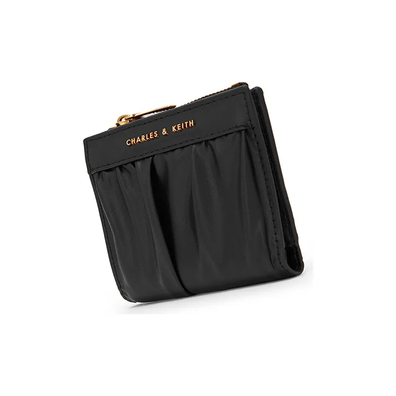 CHARLES&KEITH Artificial Leather Card Holder Wallet Mini Women's Light Pink/Tawny/Dark Green/Black-11
