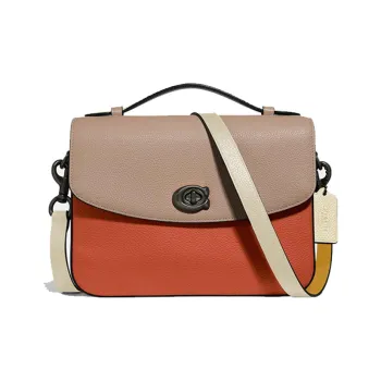 COACH Cassie Leather Messenger Bag Handbag Shoulder Bag Crossbody Bag Medium Size Women's Ginger Yellow & Orange Red