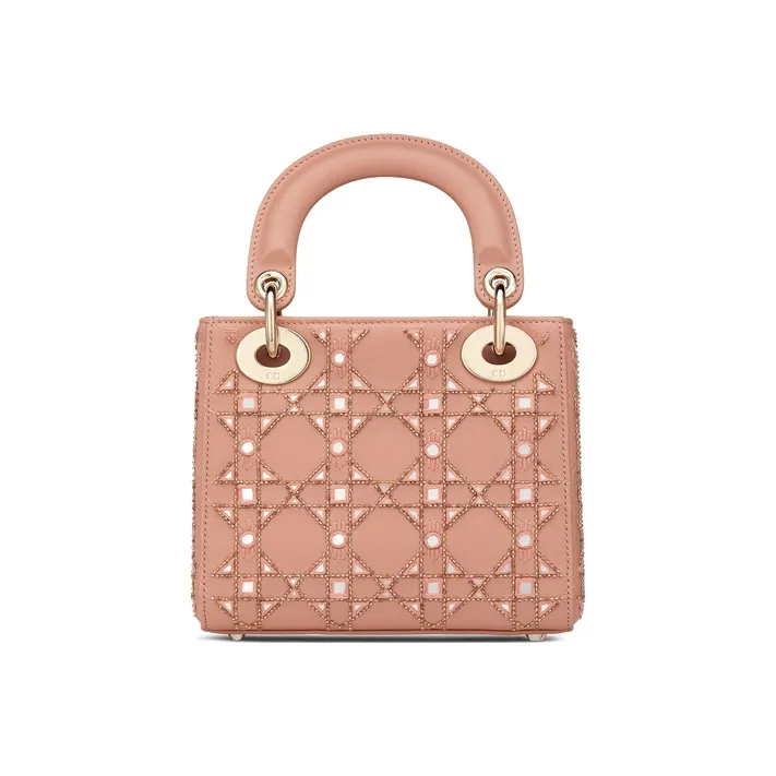 DIOR Lady Dior Cow Leather Crossbody Bags Shoulder Bags Handbags Mini Women's Rose Pink-2