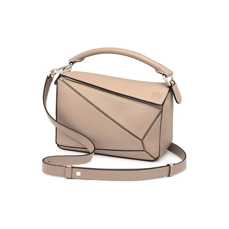 LOEWE Puzzle Cow Leather Puzzle Bag Geometric Bag Handbag Shoulder Bag Crossbody Bag Small Size Women's Light Oat-0