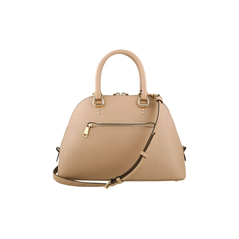 COACH Leather Dome Bag Handbag Shoulder Bag Crossbody Bag Small Size Women's Light Brown-1