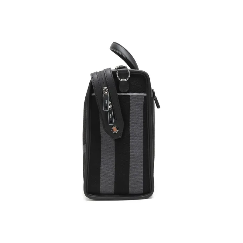 FENDI Fabric With Leather Shoulder Bag, Crossbody Bag, Handbag, Briefcase Men's Black-2
