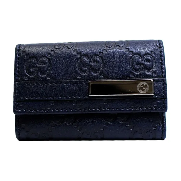 GUCCI Leather Key Pouch Men's Dark Blue-0