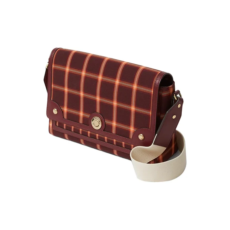 Burberry Note Cotton Messenger Bag Shoulder Bag Crossbody Bag Women's Burgundy Red-1