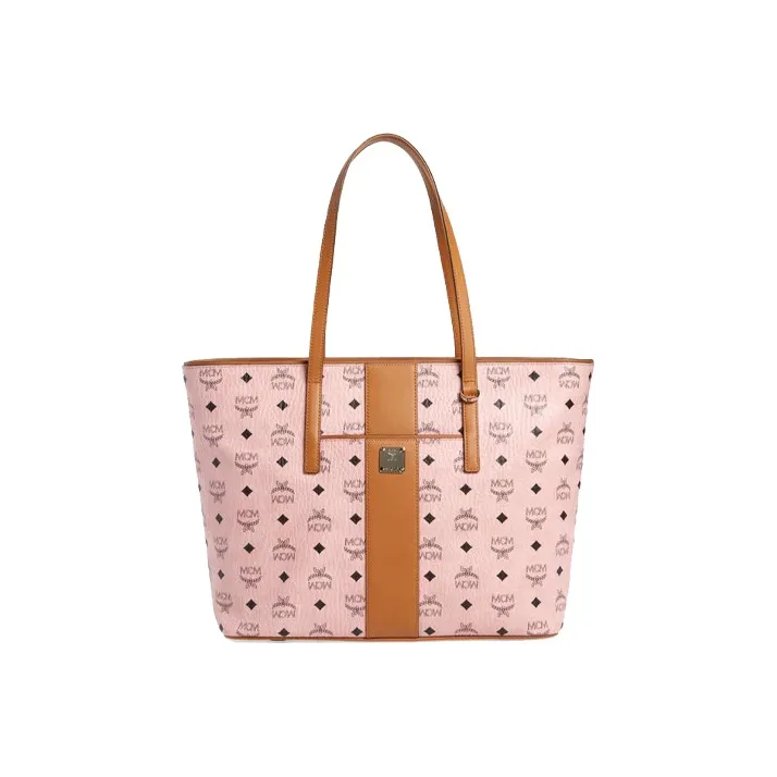 MCM Anya Visetos Shopper Tote Medium Pink-0