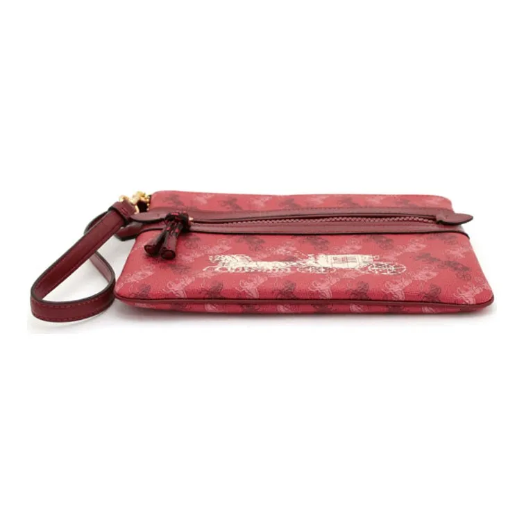 COACH Gallery Canvas Clutch Small Size Women's Red-3