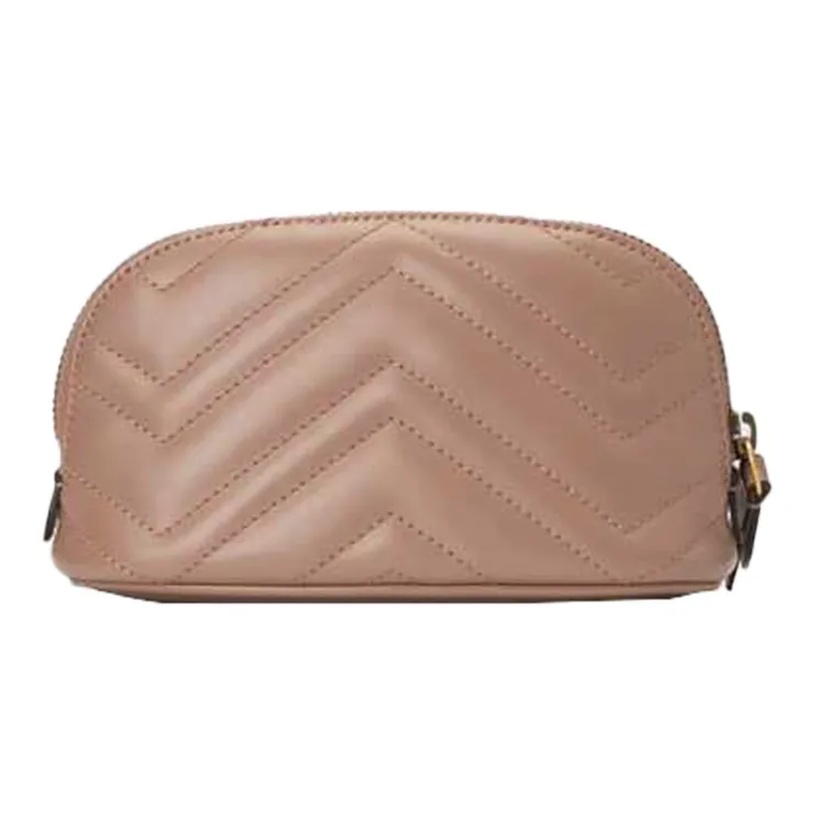 GUCCI GG Marmont Quilting Leather Makeup Bags Toiletry Bags Medium Size Women's Nude Pink-2