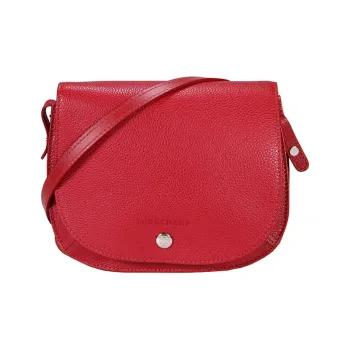 LONGCHAMP Le Foulonné Cow Leather Messenger Bag, Crossbody Bag, Shoulder Bag Regular Women's Red