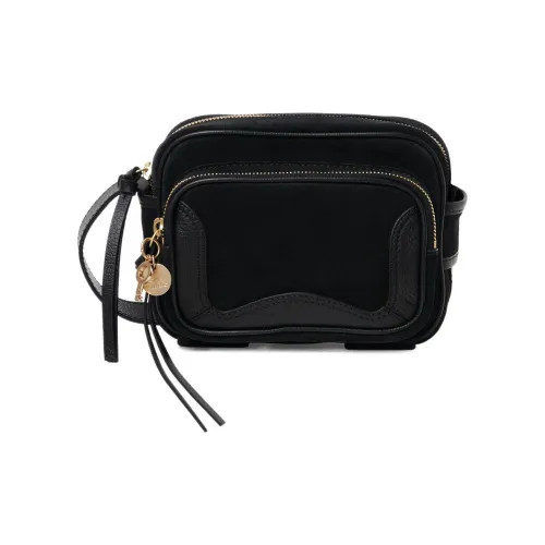 See By Chloe Hana Suede And Small Grained Cow Leather Camera Bag Handbag Small Size Women's Black