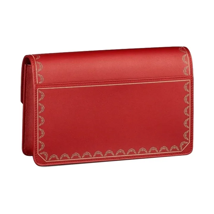 CARTIER GUIRLANDE Calfskin Shoulder Bag Crossbody Bag Women's Red-4