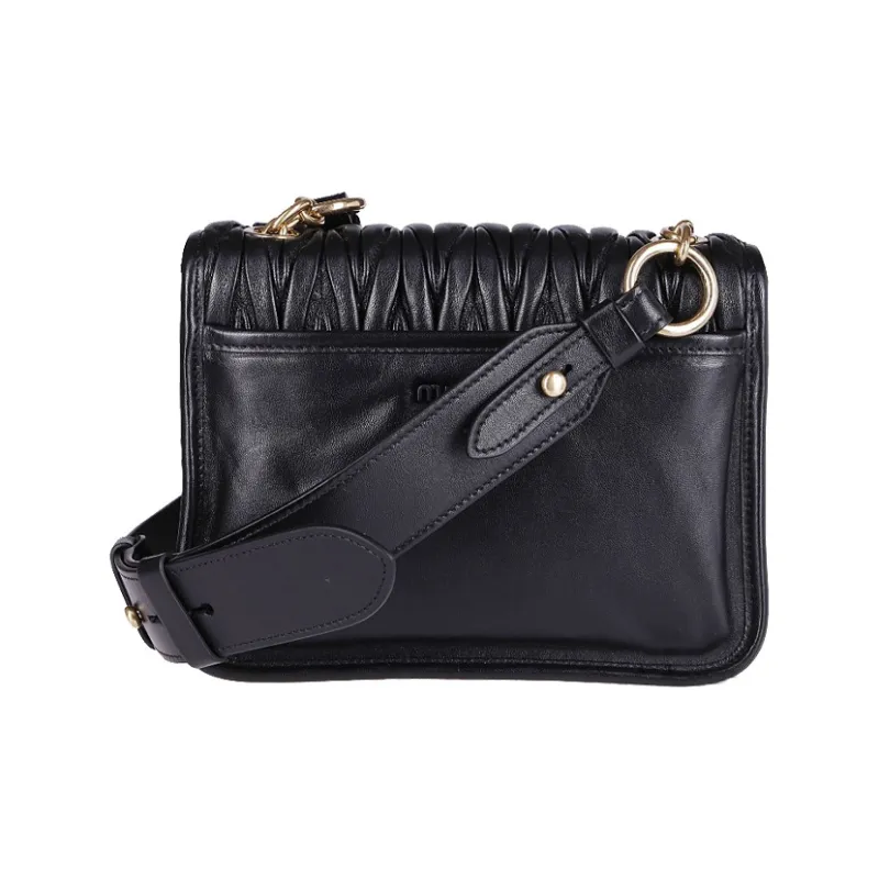 MIU MIU Panna Leather Shoulder Bag Crossbody Bag Women's Black-2