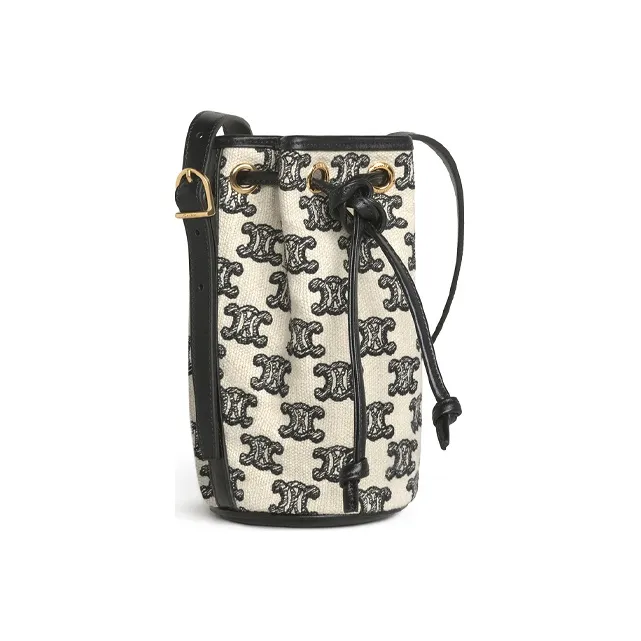 CELINE Triomphe Fabric Bucket Bags Shoulder Bags Women's Black-1