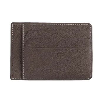 HERMES Faubourg Calfskin Card Holder Unisex Ebony