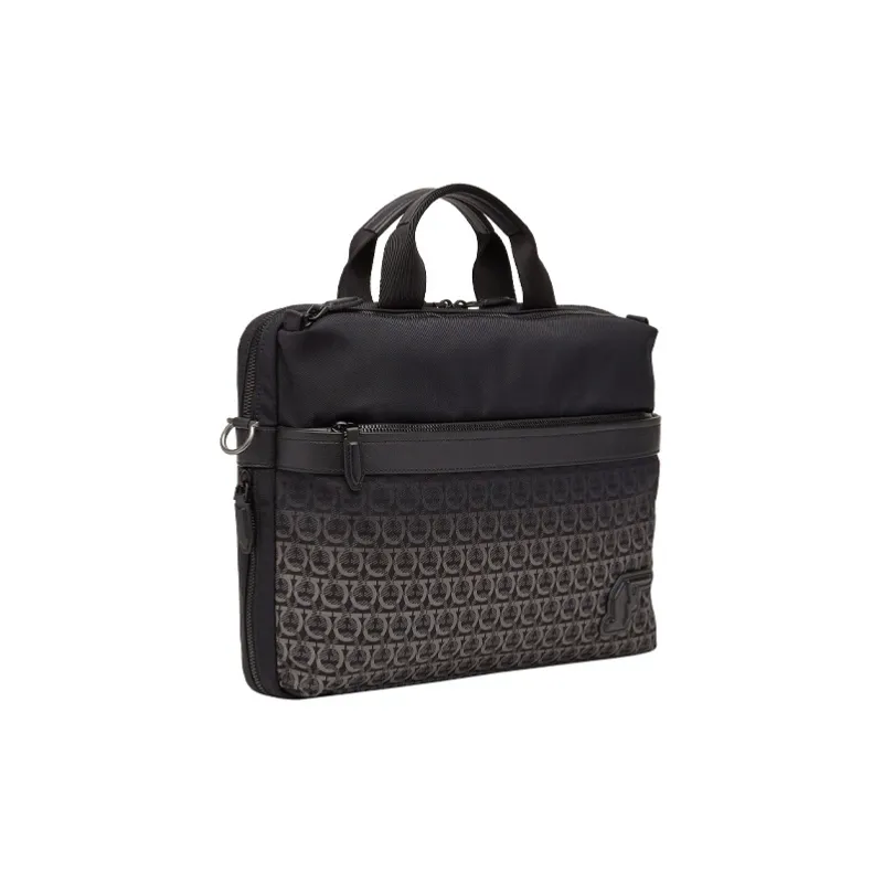 FERRAGAMO Fabric Eco-Friendly Recycled Nylon Briefcases Men's Black-1