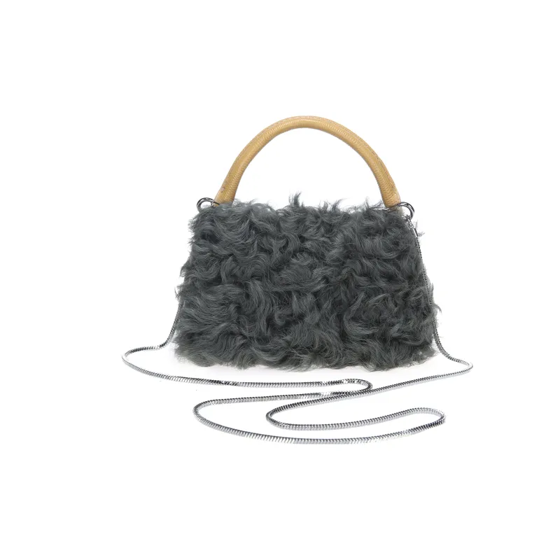 QULU Wool Portable Crossbody Cell Phone Pouch Mini Women's Ecru Jasper Yellow Milk Coffee Black-11